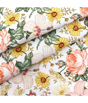 Fashion 100% Cotton Floral Printed Fabric Floral Print Organic Knitted Fabric For Baby Clothing And Dress