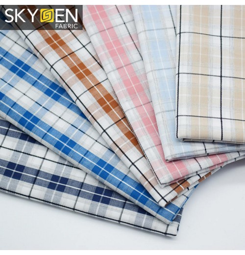 Wholesale Casual Fashion Dobby Gingham Check Shirt Fabric 100 Cotton