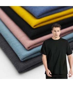 Factory Wholesale Knitted Oversize Plain 300GSM 100% Pure Cotton Jersey Tshirt Fabric Material for T-shirt Clothing