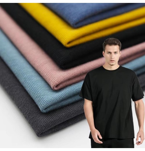 Factory Wholesale Knitted Oversize Plain 300GSM 100% Pure Cotton Jersey Tshirt Fabric Material for T-shirt Clothing